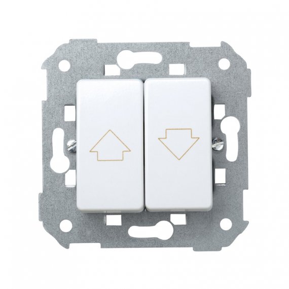 Фотография товара 'Simon 27396-65 Двухклавишный кнопочный выкл-ль жалюзи без блок., 10A 250В'