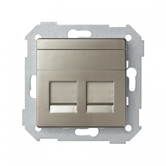 Фотография товара 'Simon 8200006-094 Накладка прямая со шторками и суппортом на 2 разъема RJ45'