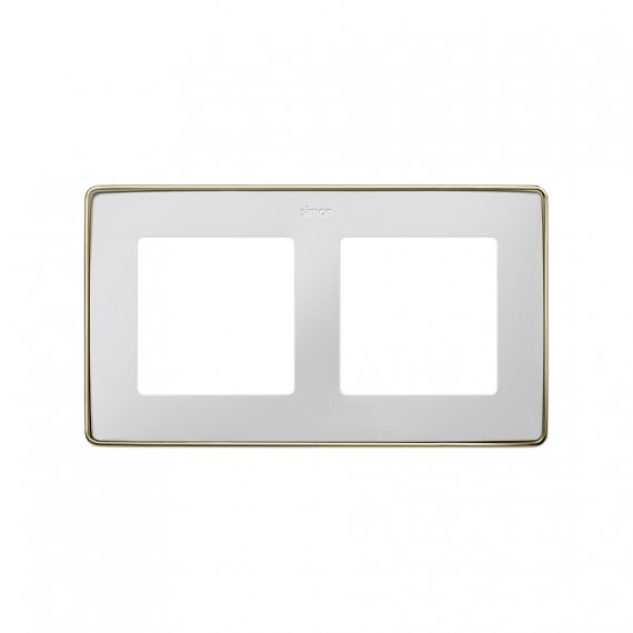 Фотография товара 'Simon 8201620-294 Рамка на 2 поста, белый/металл.шампань, S82D'