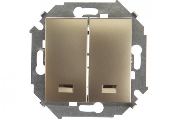 Фотография товара 'Simon 1591392-034 Двухклавишный выключатель с подсветкой, 16AX 250В'