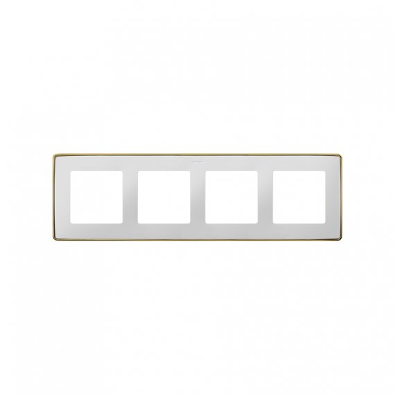 Фотография товара 'Simon 8201640-245 Рамка на 4 поста, белый/металл.золото, S82D'