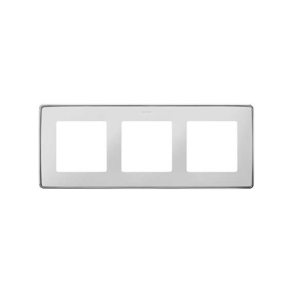 Фотография товара 'Simon 8201630-244 Рамка на 3 поста, белый/металл.хром, S82D'