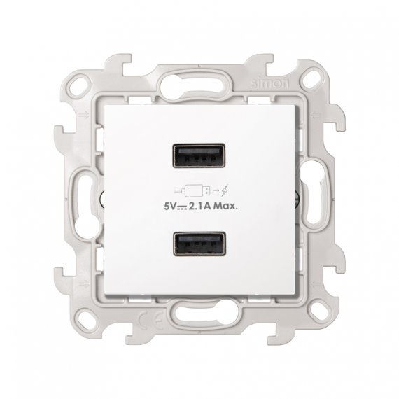 Фотография товара 'Simon 2411096-030 Зарядное устройство 2хUSB 10W, 230В'