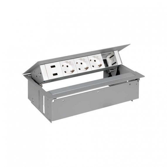 Фотография товара 'Simon 45523000-133 Врезной x5 розеточный блок, планка, 3x2P+E, USB A+A з/у, 1 пустой модуль'