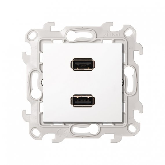 Фотография товара 'Simon 2411090-030 Розетка 2xUSB 2.0 (передача данных), белый, S24'