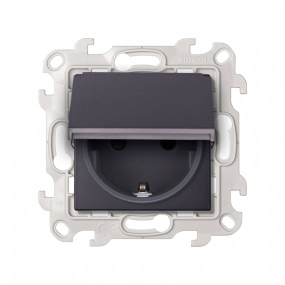 Фотография товара 'Simon 2450448-038 Розетка IP44 с крышкой и шторками Schuko 2Р+Е, 16A 250В'