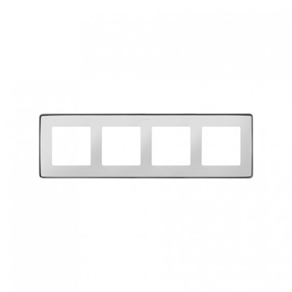 Фотография товара 'Simon 8201640-243 Рамка на 4 поста, белый/металл.алюминий, S82D'