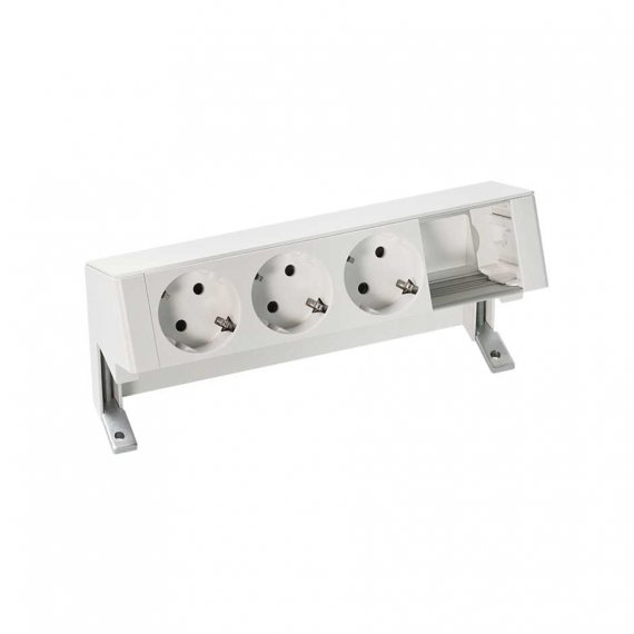 Фотография товара 'Simon 42403000-130 Настольный x4 розеточный блок, 3х2P+E, 1 пустой модуль'