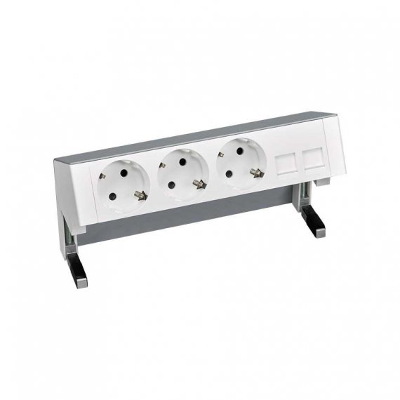 Фотография товара 'Simon 42403020-133 Настольный x4 розеточный блок, 3х2P+E, 2хRJ45'