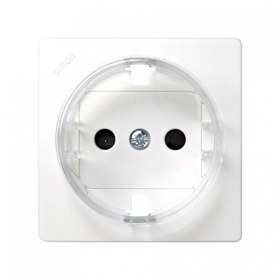 Фотография товара 'Simon 73041-60 Накладка со шторками для розетки с заземлением 2Р+Е белого цвета Simon 73 Loft'