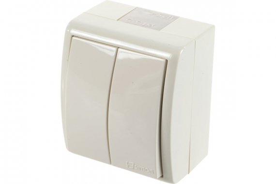 Фотография товара 'Simon 1594398-031 Двухклавишный выключатель IP54, 10AX 250В'