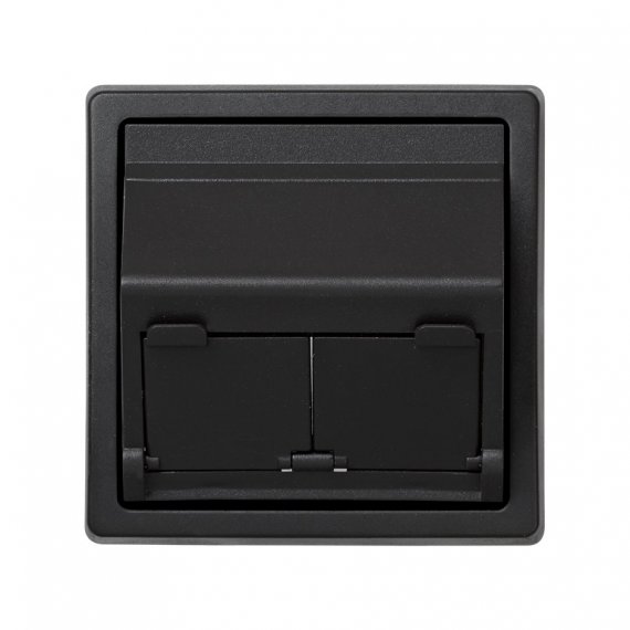 Фотография товара 'Simon 73086-62 Розетка наклонная для передачи данных со шторками на 2 разъема RJ45'