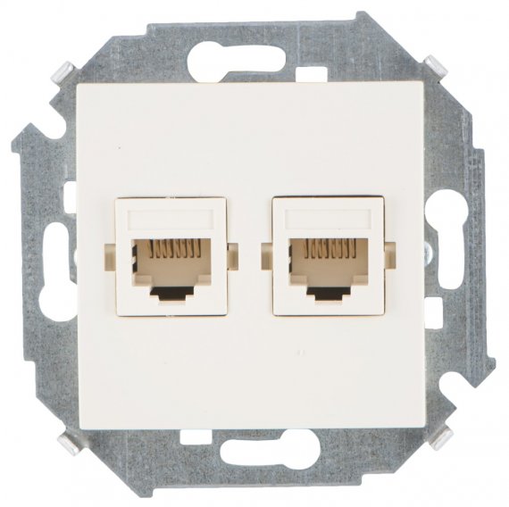 Фотография товара 'Simon 1591593-031 Розетка информационная 2xRJ45 Cat.6 UTP (Systimax)'