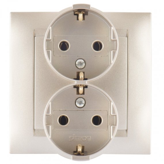 Фотография товара 'Simon 1590459-034 Розетка двойная моноблок Schuko 2x2Р+Е, 16A 250В'