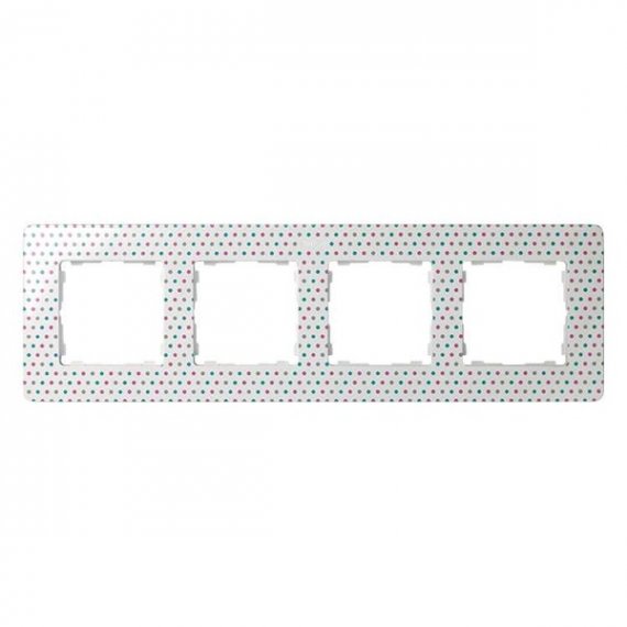 Фотография товара 'Simon 8200640-210 Рамка на 4 поста, цветные горошины/белый, S82D'
