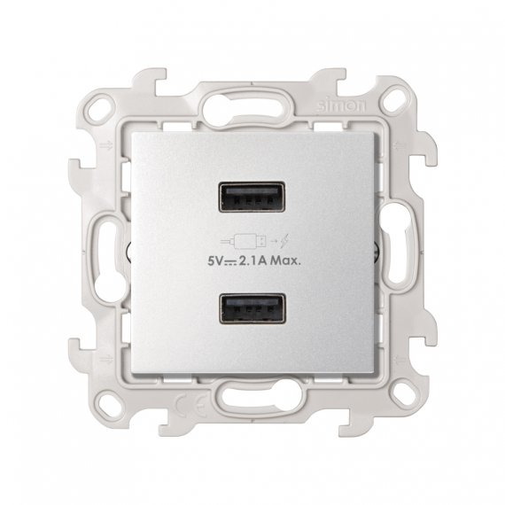 Фотография товара 'Simon 2411096-033 Зарядное устройство 2хUSB 10W, 230В'