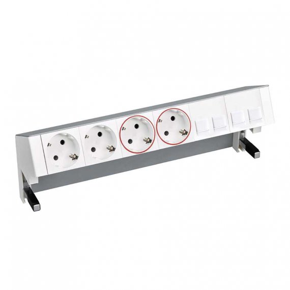 Фотография товара 'Simon 42602240-133 Настольный x6 розеточный блок, 2x2P+E, 2x2P+E UPS, 4хRJ45'