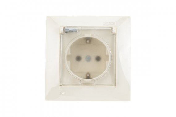 Фотография товара 'Simon 1590450-031 Розетка IP44 моноблок с крышкой и шторками Schuko 2Р+Е, 16A 250В'