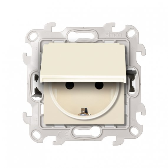 Фотография товара 'Simon 2420448-031 Розетка IP44 с крышкой и шторками Schuko 2Р+Е, 16A 250В'