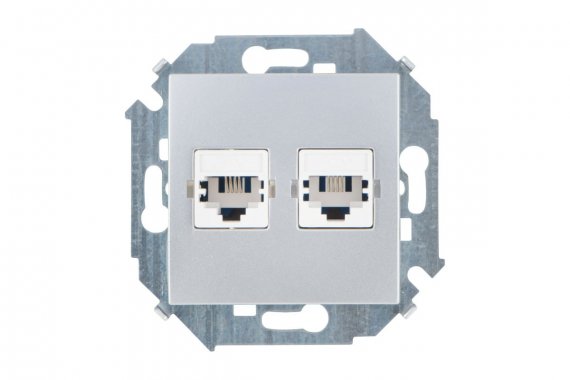 Фотография товара 'Simon 1591589-033 Розетка телефонная 2xRJ11, алюминий, S15'
