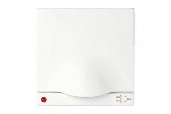 Фотография товара 'Simon 82099-30 Накладка с крышкой, шторками и индикатором для розетки Schuko 2Р+Е, белый, S82'