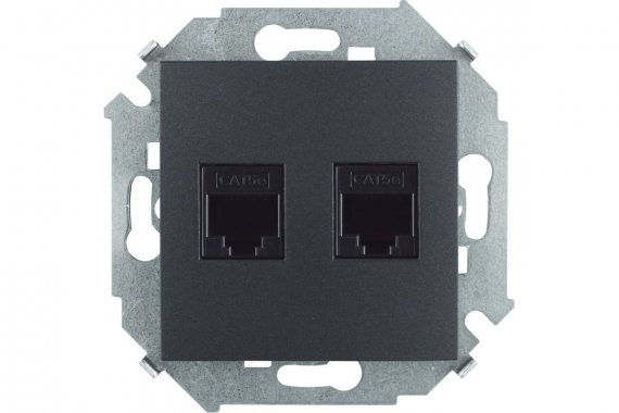 Фотография товара 'Simon 1591552-038 Розетка информационная 2xRJ45 Cat.5e UTP (AMP)'