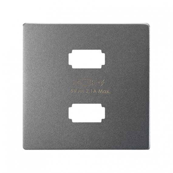 Фотография товара 'Simon 8221096-096 Накладка для заряд.устройства 2xUSB, мат.титан, S82C'