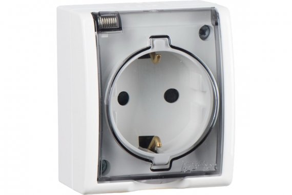 Фотография товара 'Simon 1594432-030 Розетка IP54 с крышкой и шторками Schuko 2Р+Е, 16A 250В'