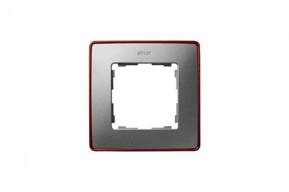 Фотография товара 'Simon 8201610-255 Рамка на 1 пост, мат.алюминий/металл.красный, S82D'