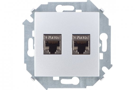 Фотография товара 'Simon 1591564-033 Розетка информационная 2xRJ45 Cat.6A FTP (AMP)'