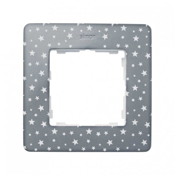 Фотография товара 'Simon 8200610-223 Рамка на 1 пост, звезды на сером/белый, S82D'