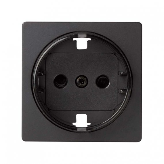 Фотография товара 'Simon 82043-38 Накладка со шторками для розетки уменьш.глубины Schuko 2Р+Е, графит, S82'
