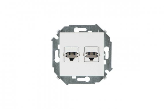Фотография товара 'Simon 1591589-030 Розетка телефонная 2xRJ11, белый, S15'