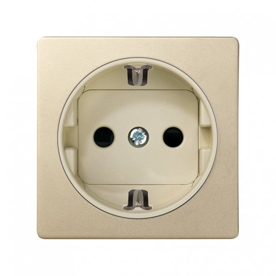 Фотография товара 'Simon 82041-64 Накладка со шторками для розетки Schuko 2Р+Е цвета шампань/сл.кость S82'