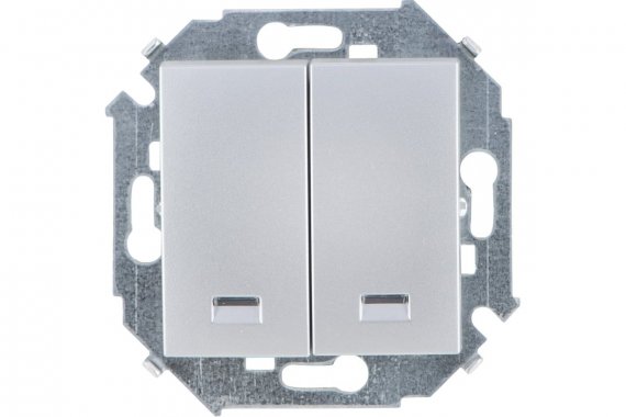 Фотография товара 'Simon 1591392-033 Двухклавишный выключатель с подсветкой, 16AX 250В'