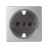 Фотография товара 'Simon 82043-33 Накладка со шторками для розетки уменьш.глубины Schuko 2Р+Е, алюминий, S82'
